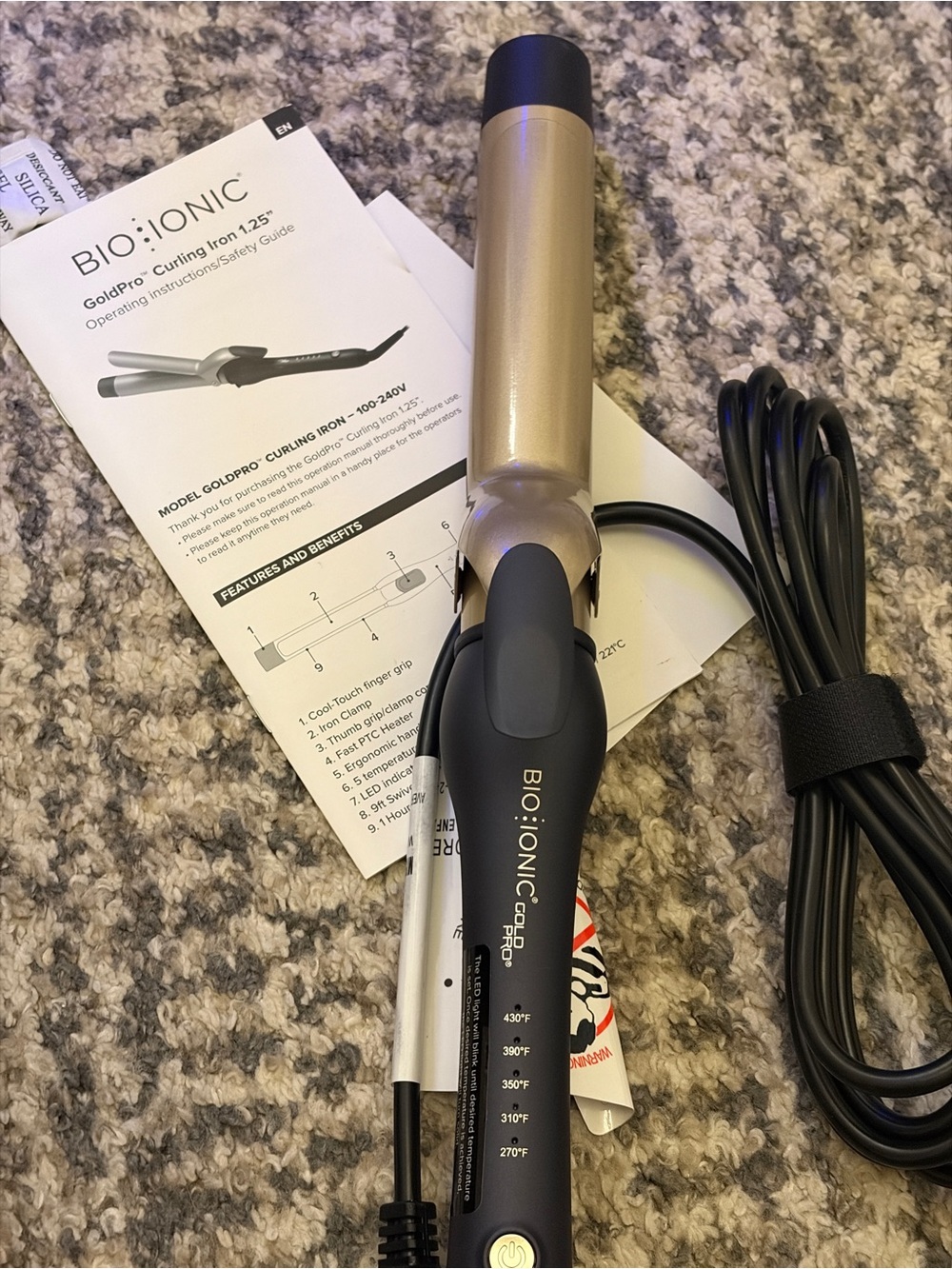 New BioIonic GoldPro Curling Iron - 1.25”